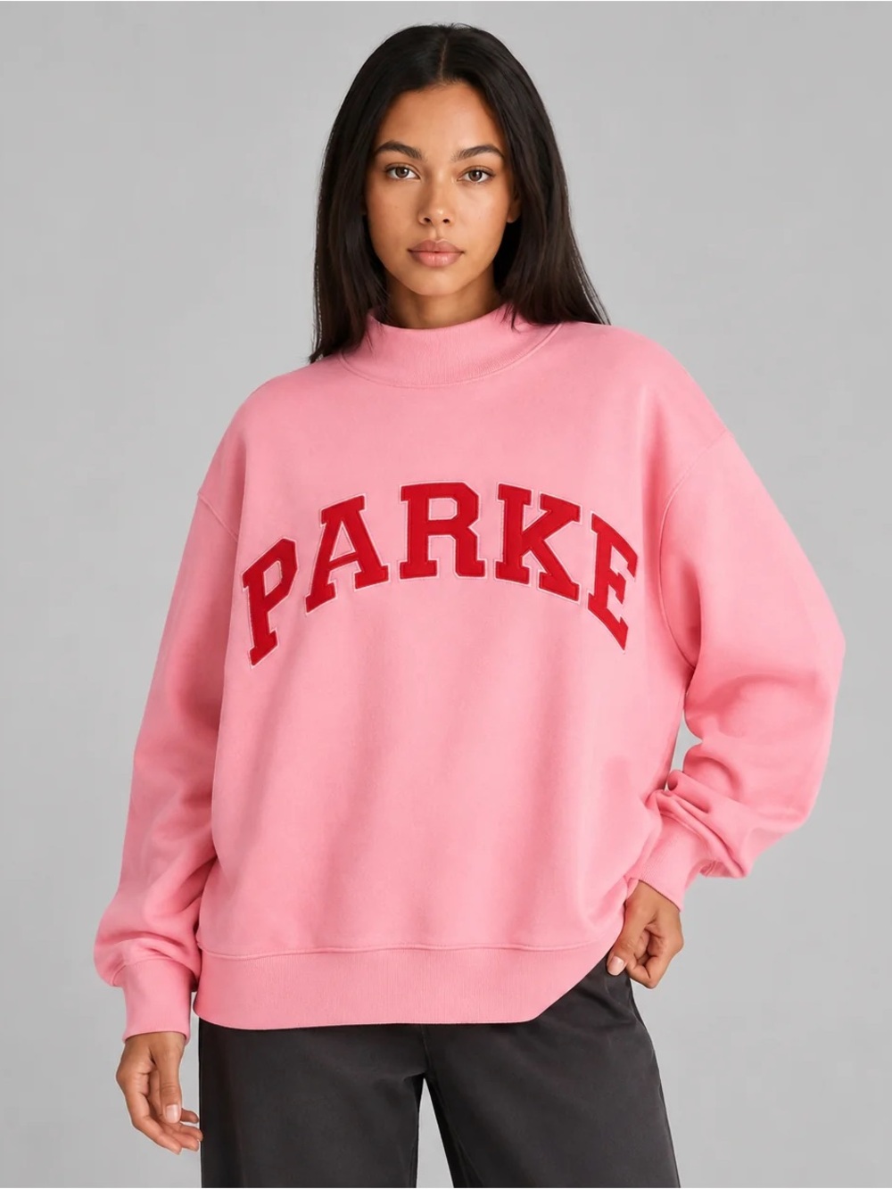 Parke Bubblegum Pink and Red Mockneck